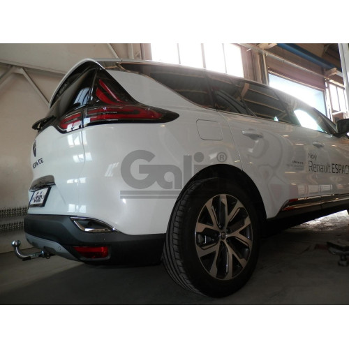 R096A GALIA Полностью оцинкованный фаркоп на Renault Espace 2015-2022. Подрозетник убирается за бампер. Тип шара: A. Установка без выреза бампера. Нагрузки: 2000/80 кг, масса фаркопа 19,62 кг