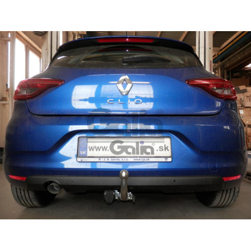 R106C GALIA Полностью оцинкованный фаркоп на Renault Clio 2019-. Тип шара: C (горизонтальный съемный). Невидимый вырез бампера. Нагрузки: 1000/75 кг, масса фаркопа 15,35 кг