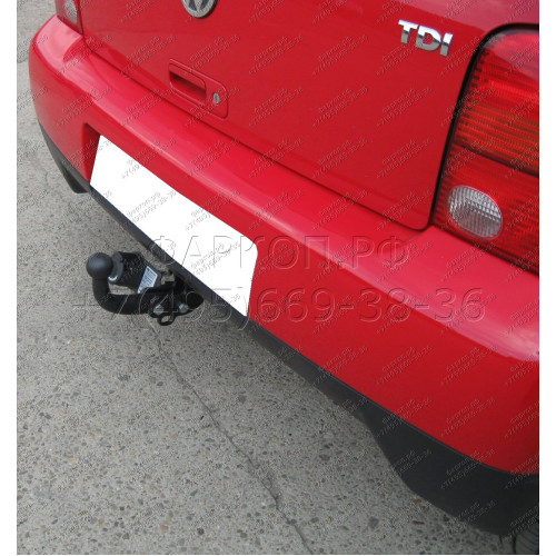 S-102 STEINHOF Фаркоп на Volkswagen Lupo хетчбек 3 двери 10/1998-2005, Seat Arosa хетчбек 3 двери 1997-2005. Требуется подрезка бампера. Тип шара: A. Нагрузки: 850/50 кг, масса фаркопа 12,5 кг (без электрики в комплекте)