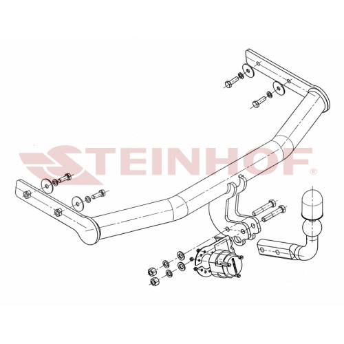 S-102 STEINHOF Фаркоп на Volkswagen Lupo хетчбек 3 двери 10/1998-2005, Seat Arosa хетчбек 3 двери 1997-2005. Требуется подрезка бампера. Тип шара: A. Нагрузки: 850/50 кг, масса фаркопа 12,5 кг (без электрики в комплекте)