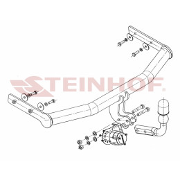 S-102 STEINHOF Фаркоп на Volkswagen Lupo хетчбек 3 двери 10/1998-2005, Seat Arosa хетчбек 3 двери 1997-2005. Требуется подрезка бампера. Тип шара: A. Нагрузки: 850/50 кг, масса 
