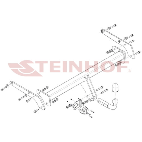 S-303 STEINHOF Фаркоп на Skoda Enyaq 2020-. Требуется подрезка бампера. Тип шара: A. Нагрузки: 1500/85 кг, масса фаркопа 18,5 кг (без электрики в комплекте)