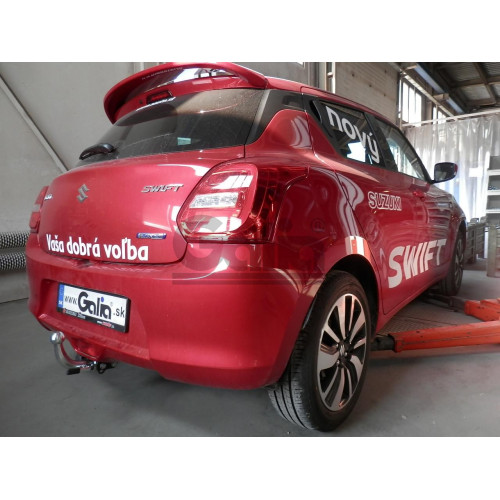 S121C GALIA Полностью оцинкованный фаркоп на Suzuki Swift хетчбек 3/5 дверей (не для 4WD) 2017-2024, 2024-. Тип шара: C (горизонтальный съемный). Невидимый вырез бампера. Нагрузки: 1200/75 кг, масса фаркопа 16,57 кг