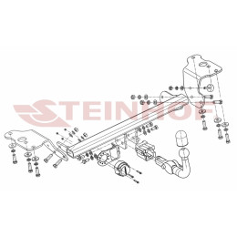 T-091 STEINHOF Фаркоп на Toyota Auris хетчбек 3/5 дверей 2007-09/2012 без снятия и подрезки бампера. Тип шара: AH (горизонтальное быстросъемное крепление шара н