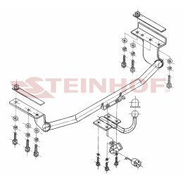 T-122 STEINHOF Фаркоп на Toyota Corolla E12 универсал 2002-2006. Требуется подрезка бампера. Тип шара: H (сварное крепление шара). Нагрузки: 1300/55 кг, масса фаркоп