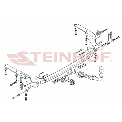 T-193 STEINHOF Фаркоп на Toyota RAV4 американская версия 2006-2012. Требуется подрезка бампера. Тип шара: AH (горизонтальное быстросъемное крепление шара на ключе). Нагрузки: 2000/90 кг, масса фаркопа 24,1 кг (без электрики в комплекте)