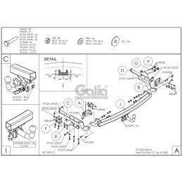 T061A GALIA Полностью оцинкованный фаркоп на Toyota RAV4 2013-2019. Тип шара: A. Минимальная подрезка бампера. Нагрузки: 2000/90 кг, масса фаркопа 23,12 кг