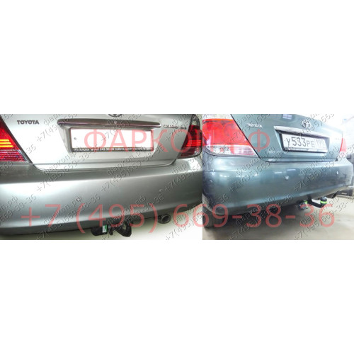 T104-A Лидер-плюс ТСУ для Toyota Camry седан 2002-2006 без выреза бампера. Нагрузки: 1300/75 кг, масса фаркопа 20,86 кг (без электрики в комплекте)