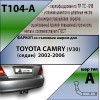 T104-A Лидер-плюс ТСУ для Toyota Camry седан 2002-2006 без выреза бампера. Нагрузки: 1300/75 кг, масса фаркопа 20,86 кг (без электрики в комплекте)