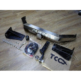TCU00085 ТСС Фаркоп на Mitsubishi Pajero IV 2007-2020 с накладкой с надписью Pajero без подрезки бампера. Тип шара: E (шаровый узел под американский квадрат). Нагр
