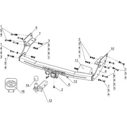 TCU00172N ТСС Фаркоп на Toyota Highlander 2020- с накладкой с надписью Highlander без подрезки бампера. Тип шара: E (шаровый узел под американский квадрат с нерж