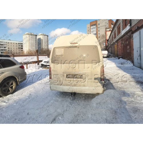 H.T56.A HALTY Фаркоп на Toyota Hiace H200 2004-2017, Toyota Regius Ace широкий кузов левый и правый руль 2005-2020 без подрезки бампера. Тип шара: A. Нагрузки: 1200/75 кг, масса фаркопа 17,2 кг