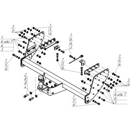 ZM301FE ZINCAR Полностью оцинкованный фаркоп на Mitsubishi L200 2006-2015 (кроме Long), L200 2015-2023, FIAT Fullback 2016-2019 без выреза в бампере. Тип шара: FE. Нагрузки: 3000/120 кг, 