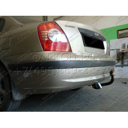 HY 02 AVTOS Фаркоп на Hyundai Elantra седан/хетчбек 2000-2006 без подрезки бампера. Тип шара: A. Нагрузки: 1000/75 кг, масса фаркопа 18,5 кг (без электрики в комплек