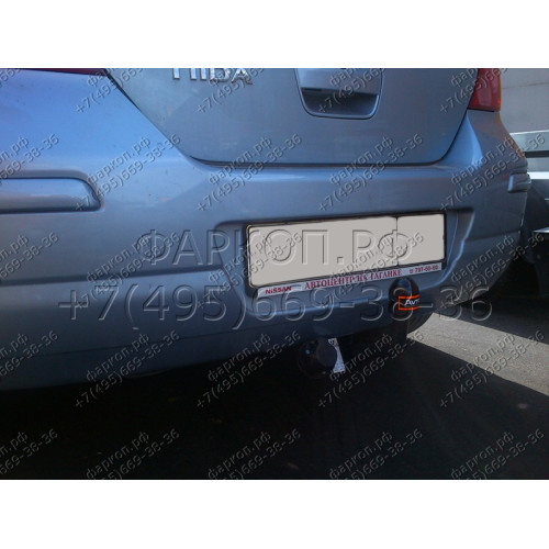 NS 23 AVTOS Фаркоп на Nissan Tiida седан/хетчбек 2007-2014. Необходима подрезка бампера. Тип шара: A. Нагрузки: 1000/75 кг, масса фаркопа 16 кг (без электрики в комплекте)