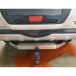 TCU00085 ТСС Фаркоп на Mitsubishi Pajero IV 2007-2020 с накладкой с надписью Pajero без подрезки бампера. Тип шара: E (шаровый узел под американский квадрат). Нагр