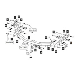 10254912 BALTEX Фаркоп на Hyundai Starex 2008-2018, 2018-2023, Hyundai H1 2007-2018, 2018-2023. Необходима подрезка бампера. Тип шара: A. Нагрузки: 2500/100 кг, масса фаркопа 29 кг (без э