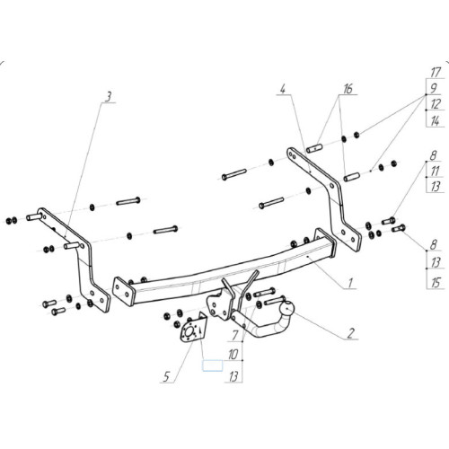 1433-AN ORIS Фаркоп на Renault Sandero Stepway 2014-2022, Renault Logan Stepway 2019-2022. Необходима подрезка бампера. Тип шара: A. Нагрузки: 1100/75 кг, масса фаркопа 15,8 кг (без электрики в комплекте)