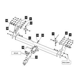 149346 TOWRUS Фаркоп на Mitsubishi L200 2006-2015, 2015-2023 без выреза в бампере. Тип шара: EA (E с антистуком). Нагрузки: 3500/100 кг, масса фаркопа 33,3 кг (без электрики в