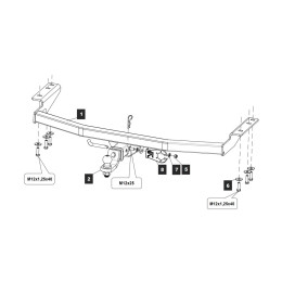 159353 TOWRUS Фаркоп на Nissan Pathfinder 2014-2021, Infiniti QX60 2014-2021, Infiniti JX35 2012-2014. Невидимая подрезка бампера. Тип шара: EA (E с антистуком). Нагрузки: 1800/100 кг, масса
