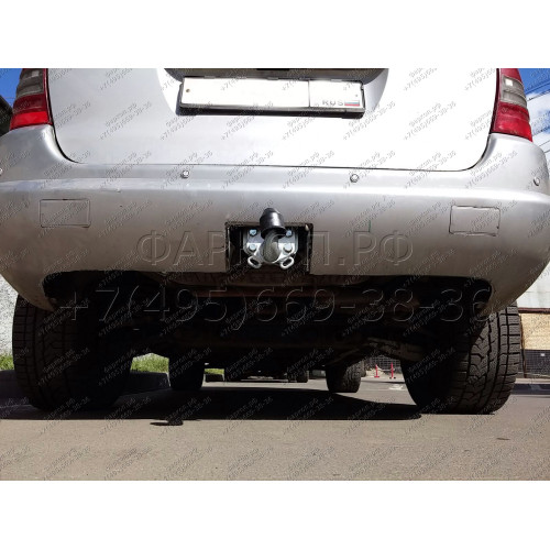 M029A GALIA Полностью оцинкованный фаркоп на Mercedes M-Class w163 1998-2005 (запасное колесо под бампером). Подрозетник убирается за бампер. Тип шара: F. Без выреза бампера. Нагрузки: 3500/140 кг, масса фаркопа 13 кг