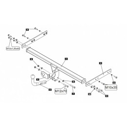 21210912 BALTEX Фаркоп на Skoda Octavia Tour A4 2004-2011, Skoda Octavia A4 1996-2004, Volkswagen Golf Mk4 1998-2006, Volkswagen Bora A4 1998-2005. Необходима подрезка бампера. Тип шара: A. Нагрузки: 1500/75