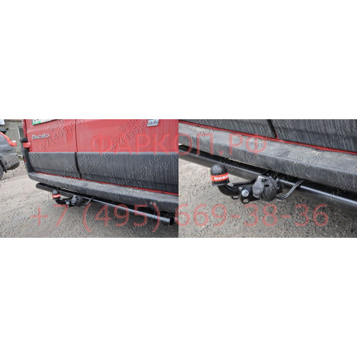 2627-A ORIS Фаркоп на FIAT Ducato фургон Sollers 2006- без выреза в бампере. Тип шара: A. Нагрузки: 1500/75 кг, масса фаркопа 22 кг (без электрики в комплекте)