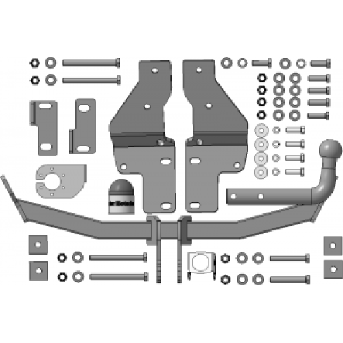 90908-A MOTODOR Фаркоп с оцинкованным шаром на Hyundai Santa Fe 2012-2018, Hyundai Grand Santa Fe 2014-2018, Kia Sorento 2012-2020, кроме Prime. Необходима подрезка бампера. Тип шара: A. Нагрузки: 1500/75 кг, масса фаркопа 16,5 кг (без электрики в комплек