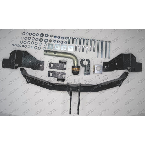90908-A MOTODOR Фаркоп с оцинкованным шаром на Hyundai Santa Fe 2012-2018, Hyundai Grand Santa Fe 2014-2018, Kia Sorento 2012-2020, кроме Prime. Необходима подрезка бампера. Тип шара: A. Нагрузки: 1500/75 кг, масса фаркопа 16,5 кг (без электрики в комплек