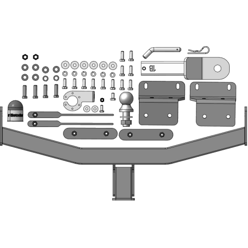91014-E MOTODOR Фаркоп с оцинкованным шаром на Hyundai Tucson 2021-, Kia Sportage 2022- без выреза в бампере. Тип шара: E. Нагрузки: 2000/100 кг, масса фаркопа 19,9 кг (без электрики в комплекте)