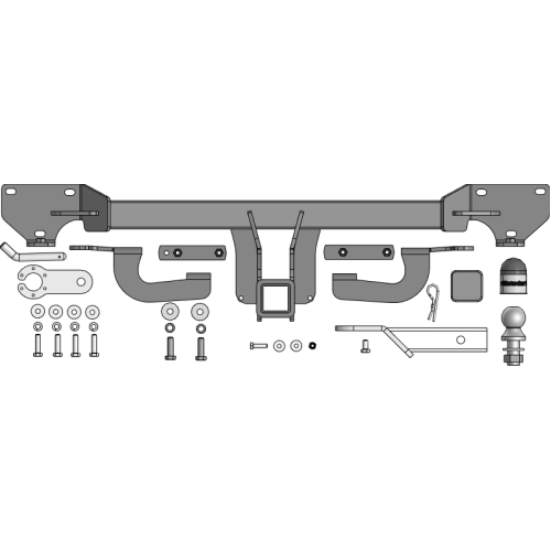 97806-E MOTODOR Фаркоп с оцинкованным шаром на GAC GS4 2024- без выреза в бампере. Тип шара: E. Нагрузки: 1000/50 кг, масса фаркопа 19,1 кг (без электрики в комплекте)
