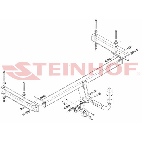 A-102 STEINHOF Фаркоп на Audi A6 Allroad C6 (Quattro) 05/2006-2011. Требуется подрезка бампера. Тип шара: A. Нагрузки: 2200/90 кг, масса фаркопа 21,9 кг (без электрики в комплекте)