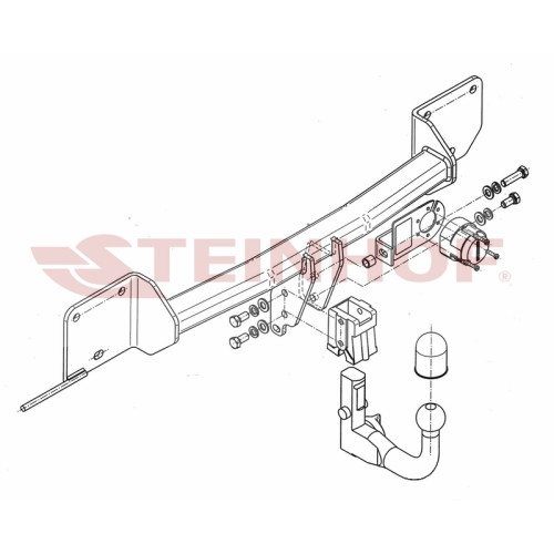 B-051 STEINHOF Фаркоп на BMW X1 E84 2009-2015 без подрезки бампера. Тип шара: AV (вертикальное быстросъемное крепление шара на ключе). Нагрузки: 2000/85 кг, масса фаркопа 16,4 кг (без электрики в комплекте)