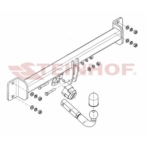 B-056 STEINHOF Фаркоп на BMW X3 E83 2004-2010. Требуется подрезка бампера. Тип шара: A. Нагрузки: 2000/80 кг, масса фаркопа 13,9 кг (без электрики в комплекте)