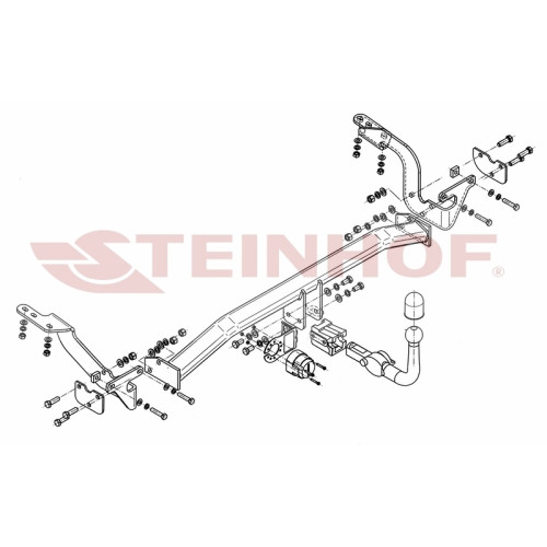 C-042 STEINHOF Фаркоп на Citroen C4 Picasso 2006-2013, Citroen Grand C4 Picasso 2006-2013 без снятия и подрезки бампера. Тип шара: AH (горизонтальное быстросъемное крепление шара на ключе). Нагрузки: 1800/75 кг, масса фаркопа 20,9 кг (без электрики в комп