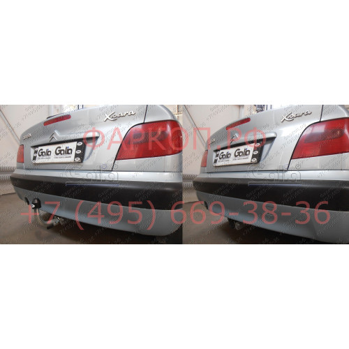 C028C GALIA Полностью оцинкованный фаркоп на Citroen Xsara хетчбек 1997-2004. Тип шара: C (горизонтальный съемный). Установка без снятия и выреза бампера. Нагрузки: 1100/70 кг, масса фаркопа 15,1 кг