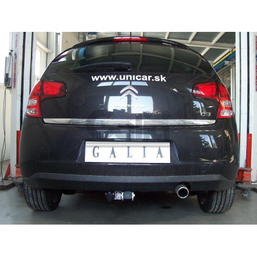 C048A GALIA Полностью оцинкованный фаркоп на Citroen C3 2002-2010, C3 II 2010-2016, кроме DS3. Тип шара: A. Без выреза бампера. Нагрузки: 1200/50 кг, масса фаркопа 11,92 кг