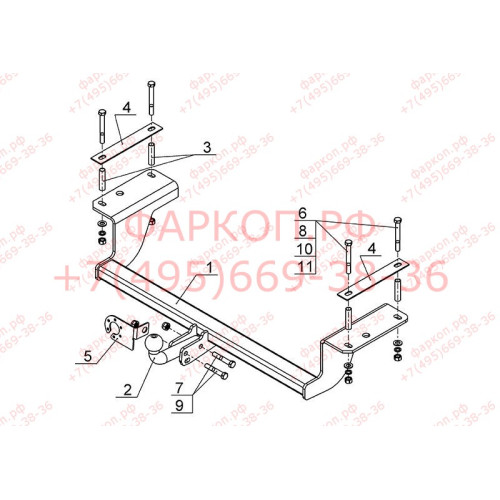CV 12 AVTOS Фаркоп на Ravon R4 2016-2020, Chevrolet Cobalt 2012-2016 без подрезки бампера. Тип шара: A. Нагрузки: 1000/75 кг, масса фаркопа 16 кг (без электрики в комплекте)