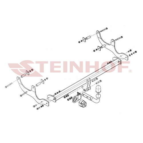 D-080 STEINHOF Фаркоп на Renault Sandero 2009-2014, Renault Sandero Stepway 2010-2014. Требуется подрезка бампера. Тип шара: A. Нагрузки: 1360/75 кг, масса фаркопа 17,5 кг (без электрики в комплекте)