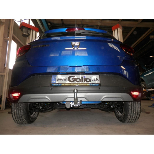 D050A GALIA Полностью оцинкованный фаркоп на Dacia Sandero III 2020-, Dacia Sandero Stepway III 2020-. Тип шара: A. Невидимый вырез бампера. Нагрузки: 1200/75 кг, масса фаркопа 12,42 кг
