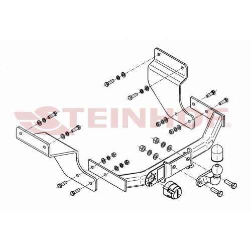 F-295 STEINHOF Фаркоп на Ford Transit Connect 2002-2014, Ford Tourneo Connect 2002-2014 без снятия и подрезки бампера. Тип шара: F. Нагрузки: 1250/75 кг, масса фаркопа 22,5 кг (без электрики в комплекте)
