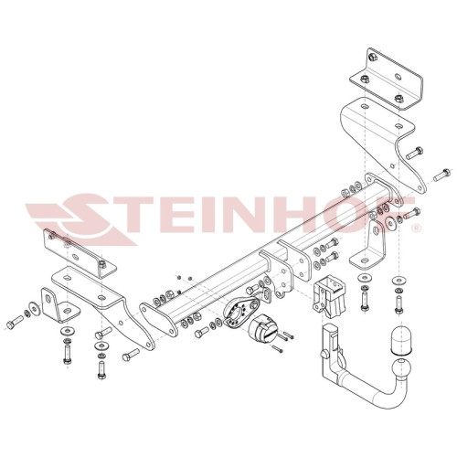 F-318 STEINHOF Фаркоп на Ford Mustang Mach-E CGW 07/2020-. Требуется подрезка бампера. Тип шара: AV (вертикальное быстросъемное крепление шара на ключе). Нагрузки: 1000/80 кг (без электрики в комплекте)