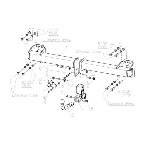 F.5813.003 BERG Фаркоп на Volkswagen Touareg 2010-2018, Audi Q7 2006-2015, Porsche Cayenne 2010-2017 без подрезки бампера. Тип шара: VM (быстросъемный). Нагрузки: 3500/100 кг, масса фаркопа 27,1 кг (без электрики в комплекте)