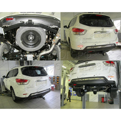 FA 0854-E Бизон Фаркоп на Nissan Pathfinder R52 2014-2021 без подрезки бампера. Тип шара: E (легкосъемный шар под квадрат). Нагрузки: 3200/120 кг. Не комплектуется электрикой