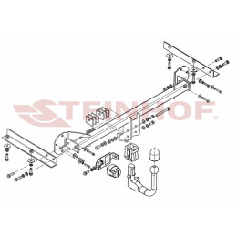 H-043 STEINHOF Фаркоп на Honda Civic хетчбек 5 дверей 2012-2014. Требуется подрезка бампера. Тип шара: AV (вертикальное быстросъемное крепление шара на ключе)