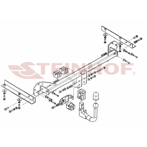 H-043 STEINHOF Фаркоп на Honda Civic хетчбек 5 дверей 2012-2014. Требуется подрезка бампера. Тип шара: AV (вертикальное быстросъемное крепление шара на ключе). Нагрузки: 1500/75 кг, масса фаркопа 22 кг (без электрики в комплекте)