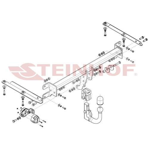 H-054 STEINHOF Фаркоп на Honda Accord седан 2008-2015. Требуется подрезка бампера. Тип шара: AV (вертикальное быстросъемное крепление шара на ключе). Нагрузки: 1800/75 кг, масса фаркопа 12,6 кг (без электрики в комплекте)