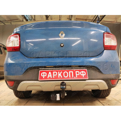 1433-AN ORIS Фаркоп на Renault Sandero Stepway 2014-2022, Renault Logan Stepway 2019-2022. Необходима подрезка бампера. Тип шара: A. Нагрузки: 1100/75 кг, масса фаркопа 15,8 кг (без электрики в комплекте)