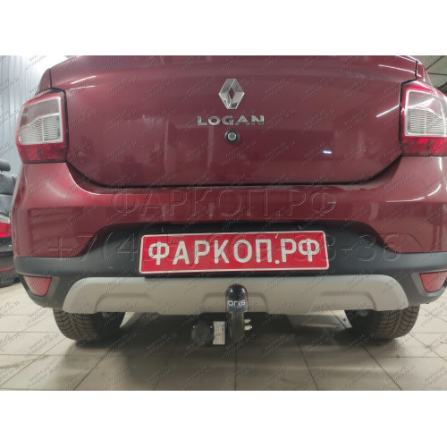 1433-AN ORIS Фаркоп на Renault Sandero Stepway 2014-2022, Renault Logan Stepway 2019-2022. Необходима подрезка бампера. Тип шара: A. Нагрузки: 1100/75 кг, масса фаркопа 15,8 кг (без электрики в комплекте)