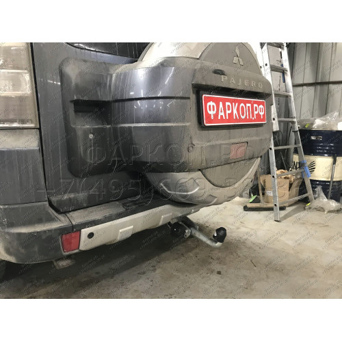 M082A GALIA Полностью оцинкованный фаркоп на Mitsubishi Pajero IV 2007-2020 (без подрезки бампера), Mitsubishi Pajero III 2000-2007 3/5 дверей V7 (невидимый вырез бампера). Тип шара: A. Нагрузки: 3500/135 кг, масса фаркопа 21,42 кг